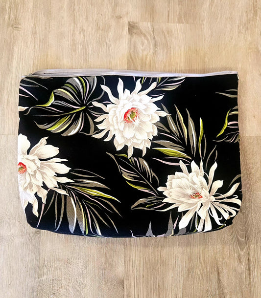 White Lotus Zipper Clutch