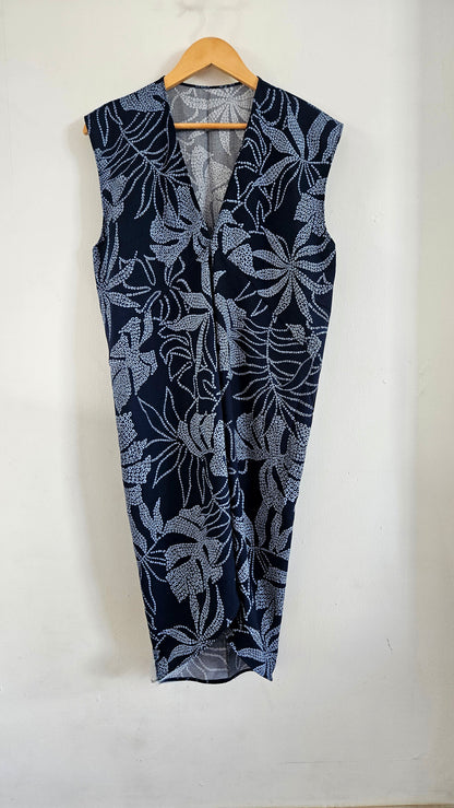 Short Navy Tropical Kaftan